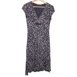 Jigsaw Lyocell Animal Print Short Sleeve Lightweight Dress  Midi Womens Size S
